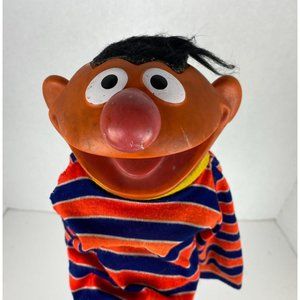 Vintage 1970’s Sesame Street Ernie Hand Puppet Hard Plastic Head Muppets Flawed